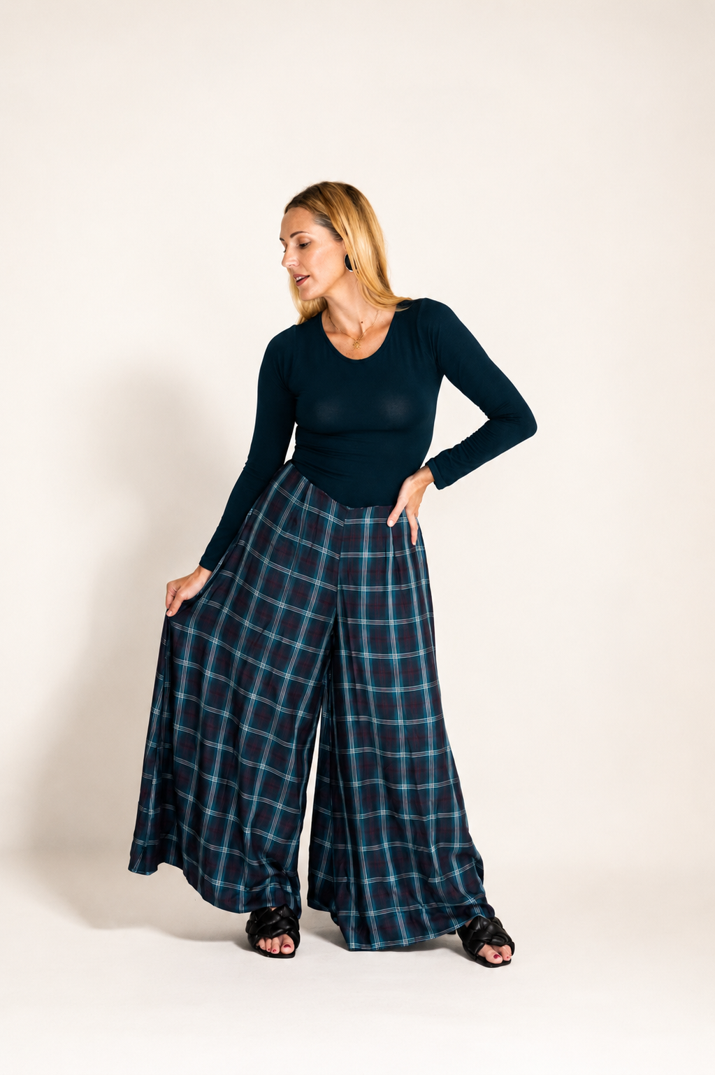 Palazo Plaid Cobalto