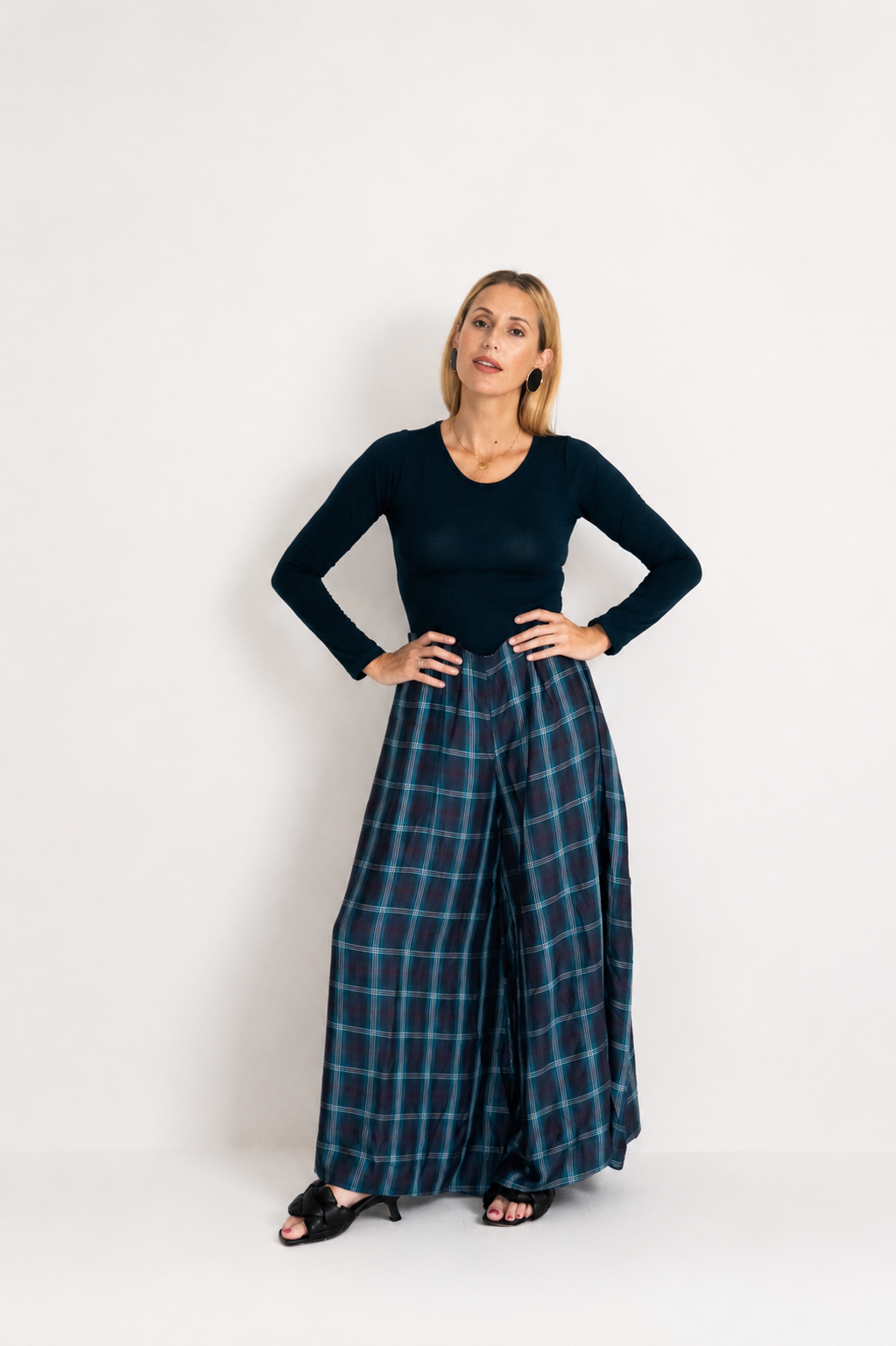 Palazo Plaid Cobalto