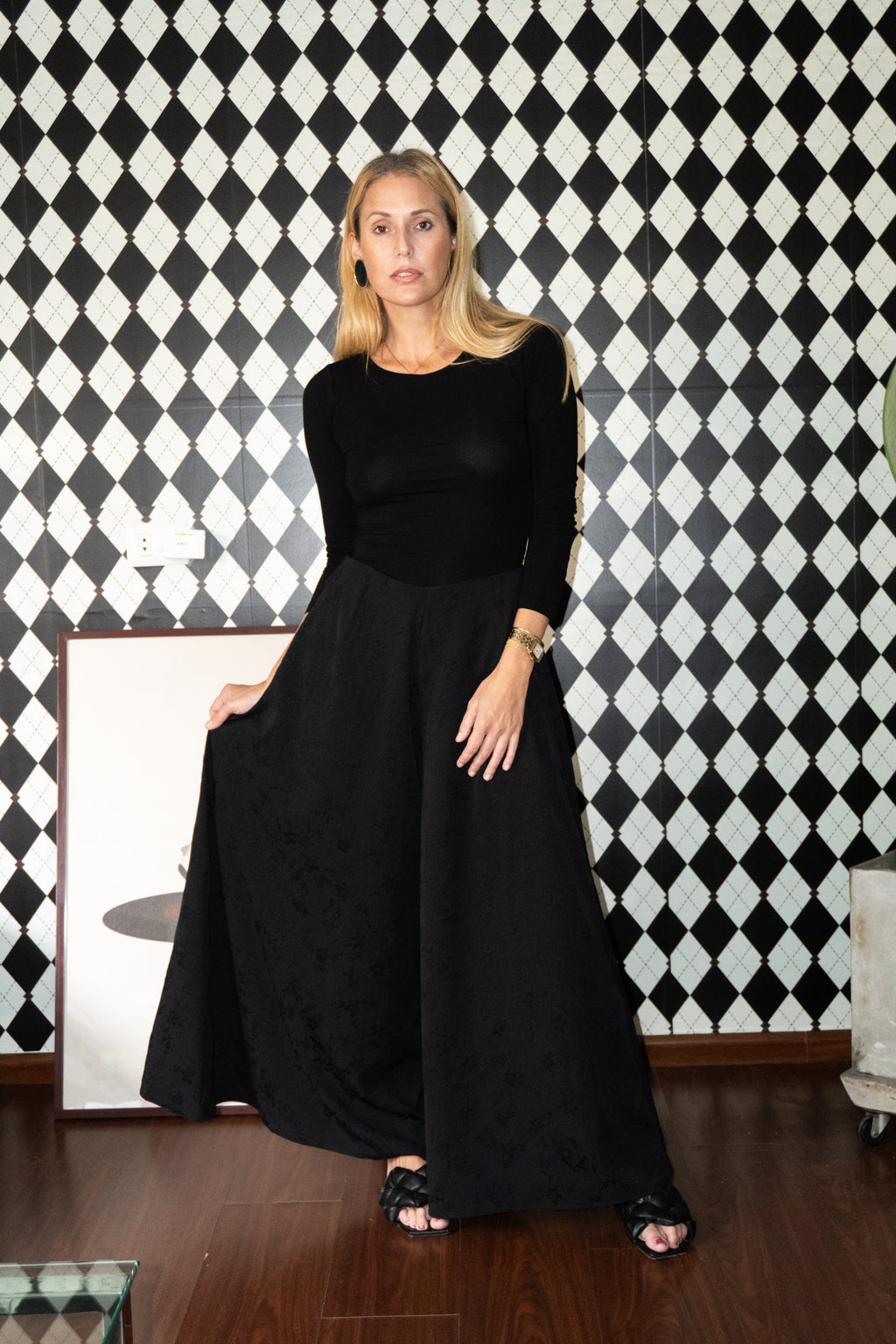 Palazo Plaid Black