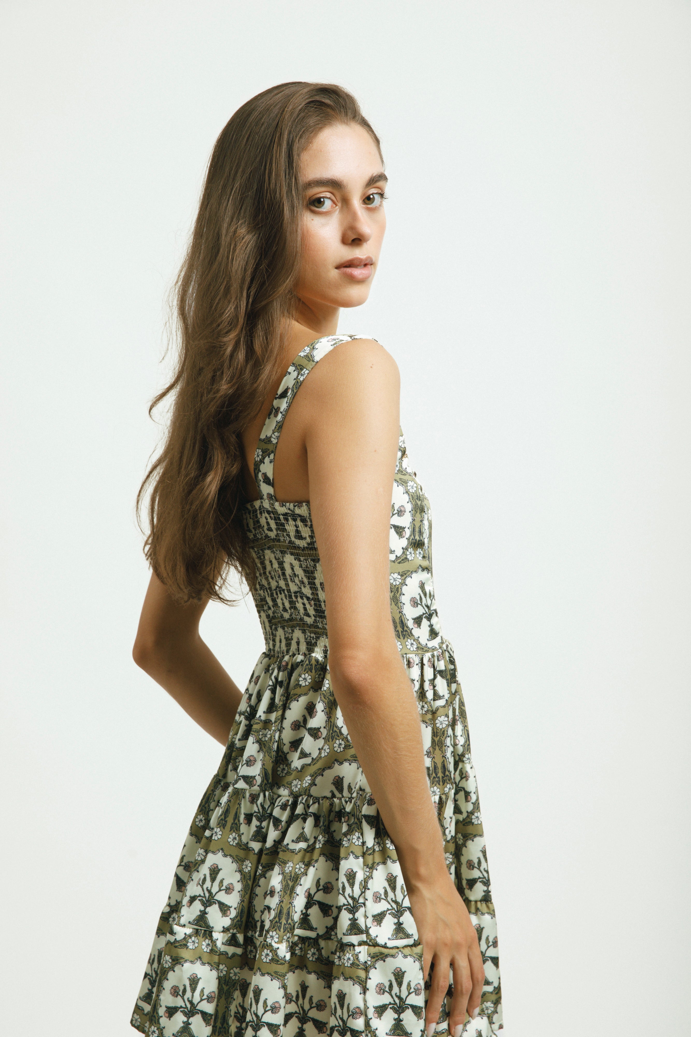 Sianna Dress - Green Tiles