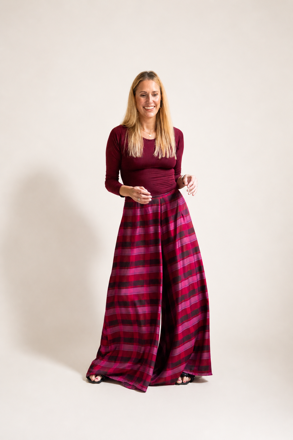 Palazo Plaid Burgundy
