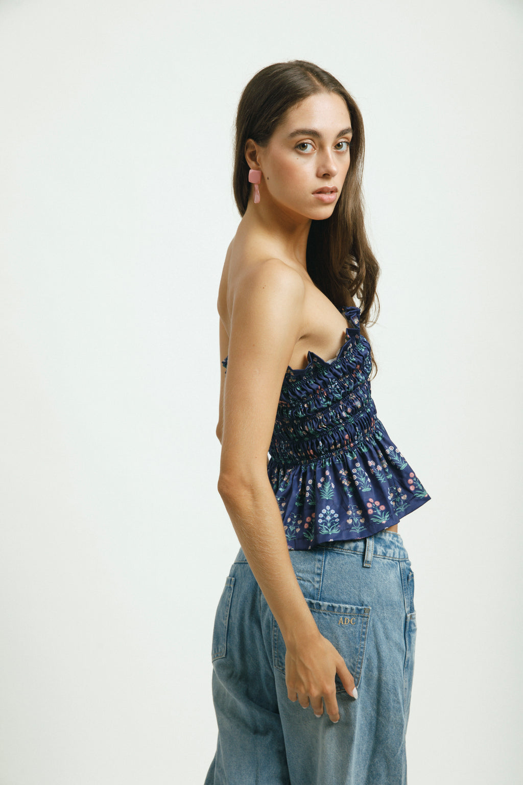 blusa de mujer estampado floral azul