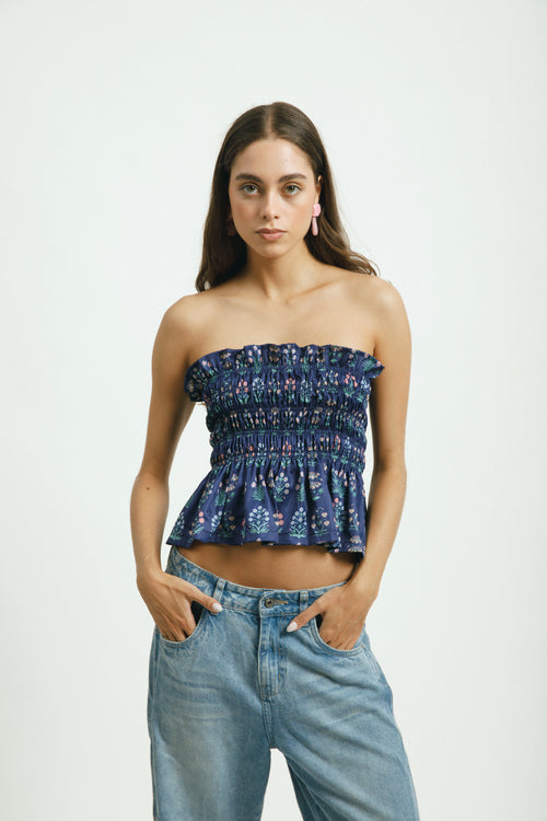 blusa top midnight blue floral para mujer