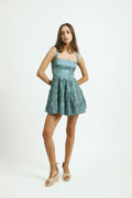 vestido corto print floral color jade