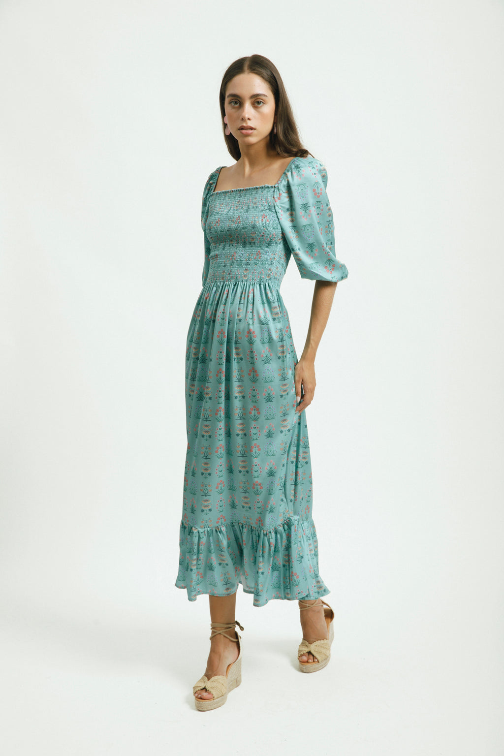 vestido floral largo para mujer