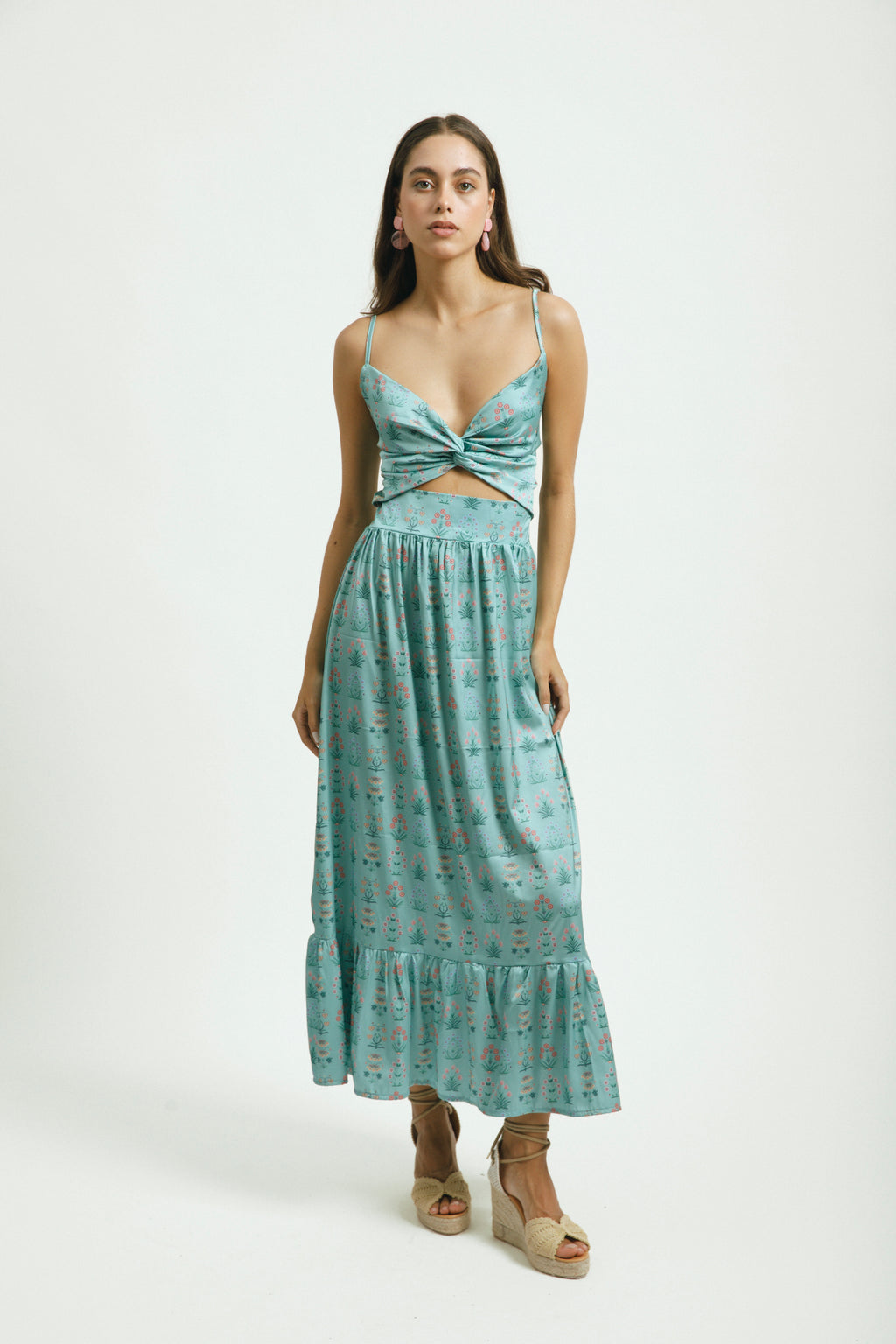 vestido con estampado floral largo de mujer