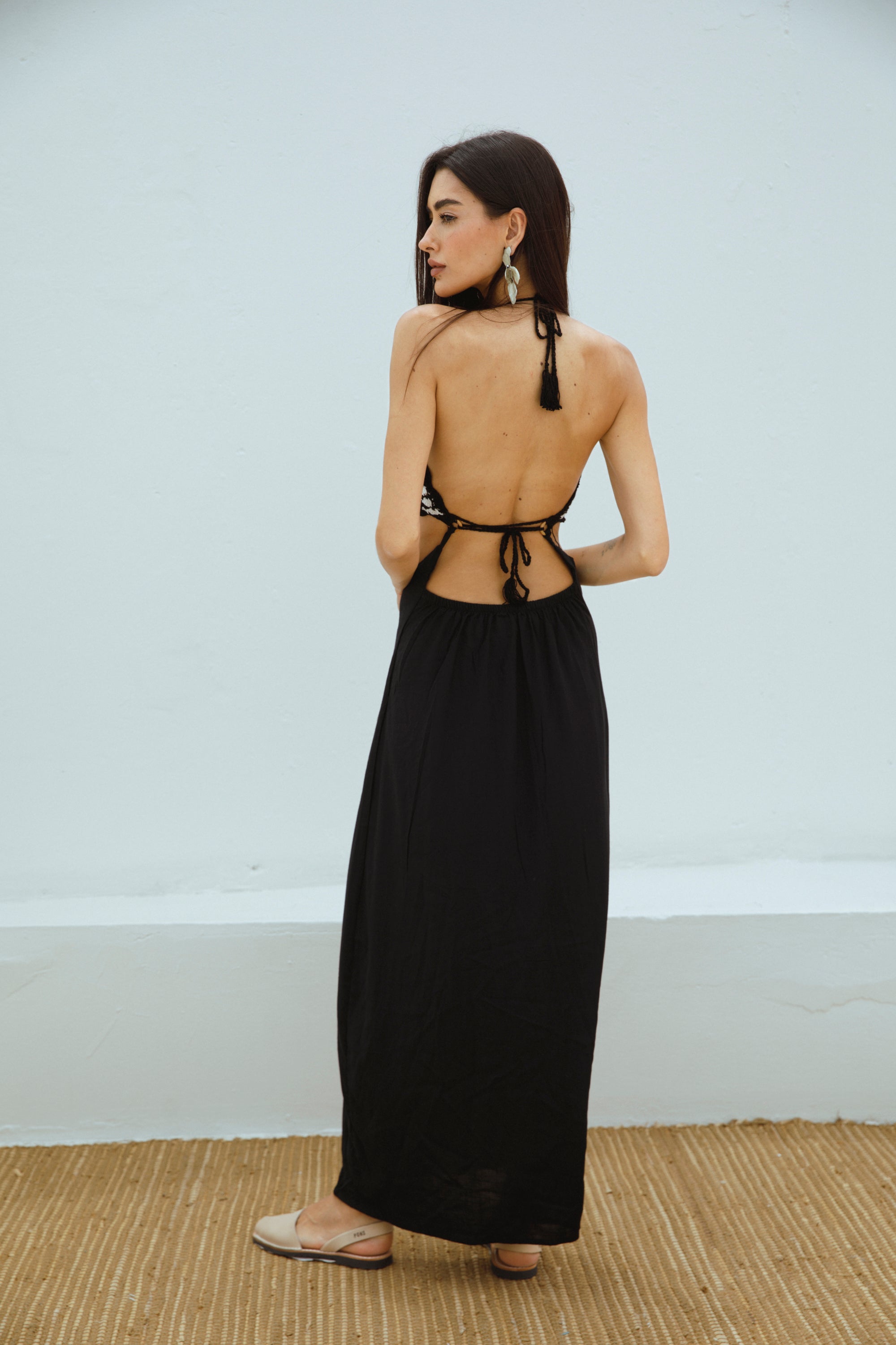 vestido tejido a mano crochet black mujer